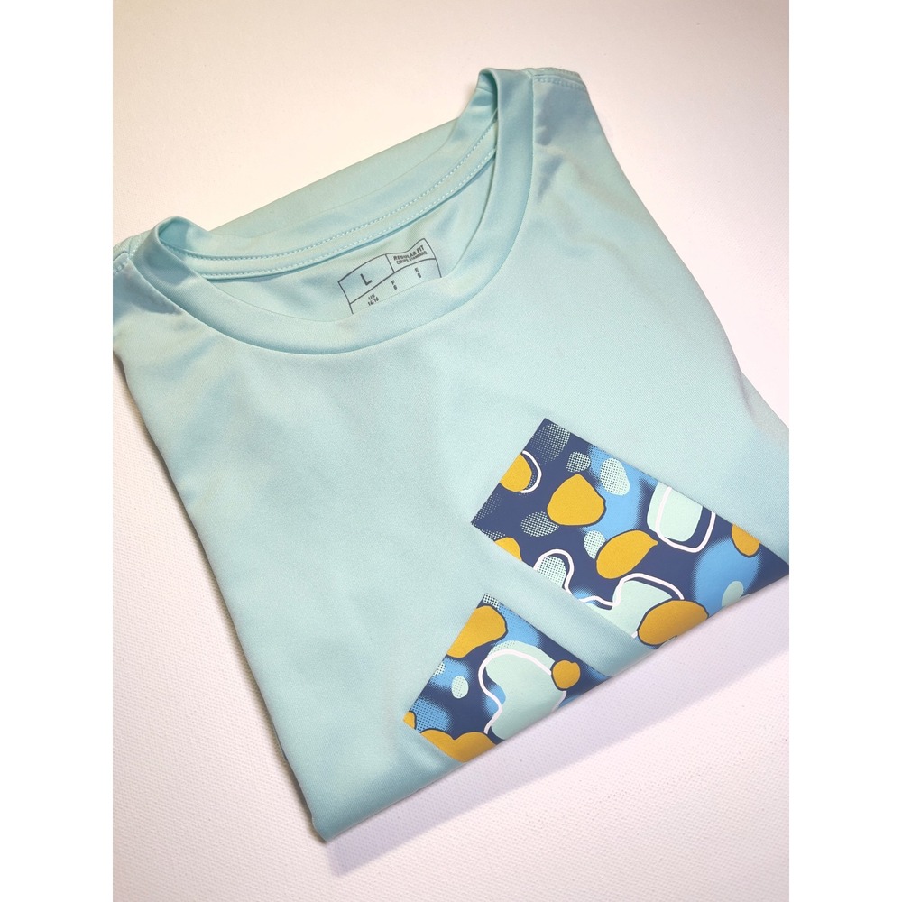 Adidas Aeroready Boys Large Aqua Blue Graphic Logo Performance Gym T-Shirt